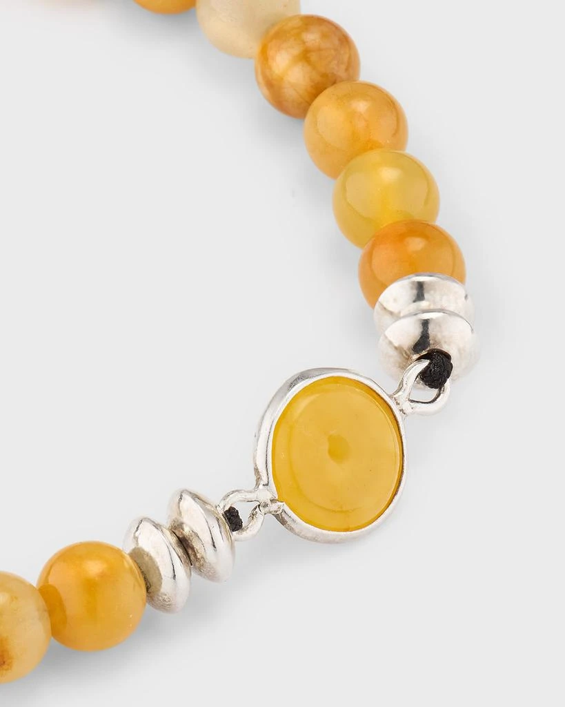 商品Jan Leslie|Men's Yellow Jade Beaded Bracelet with Sterling Silver,价格¥2277,第3张图片详细描述