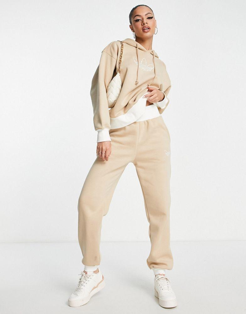 商品Adidas|adidas Originals Mountain Explorer contrast cuffed joggers in beige,价格¥534,第1张图片