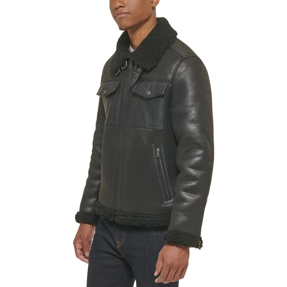 商品Tommy Hilfiger|Men's Faux Leather Shortie Rancher Jacket with Fleece Accents,价格¥1543,第3张图片详细描述