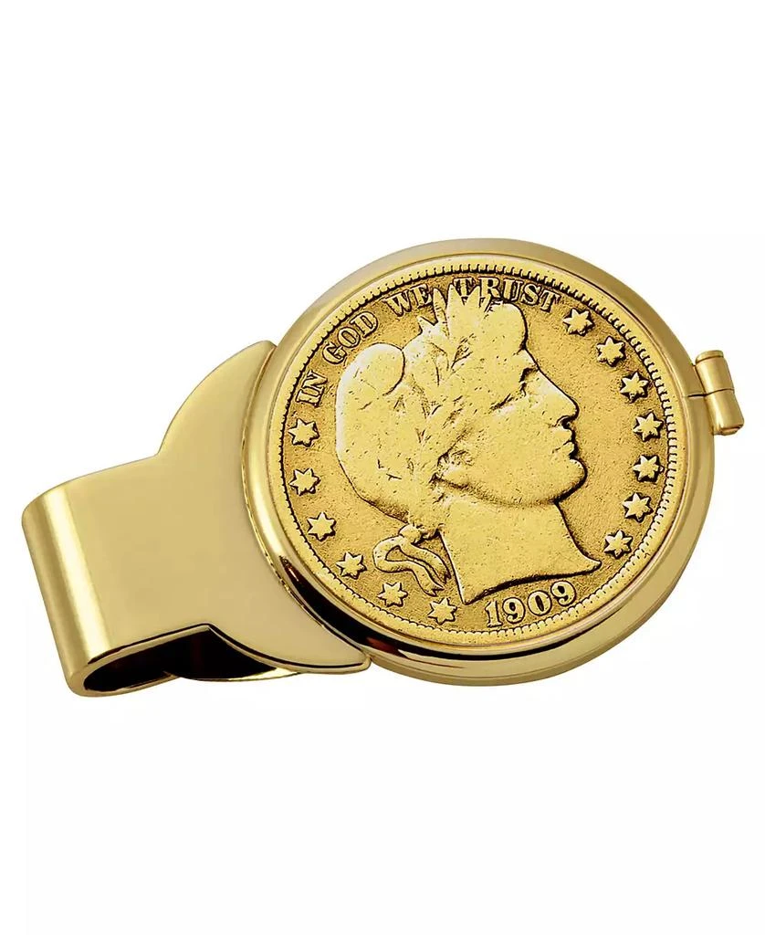 商品American Coin Treasures|Men's Gold-Layered Silver Barber Half Dollar Coin Money Clip,价格¥673,第1张图片