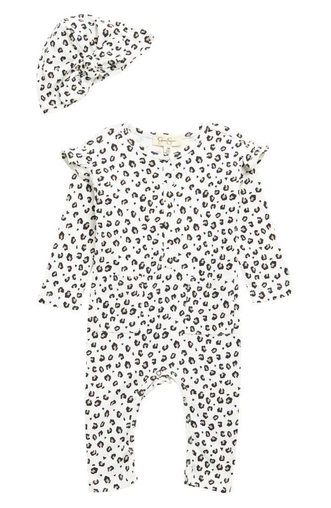 商品Jessica Simpson|Leopard Print Ruffle Romper & Hat Set,价格¥58,第1张图片