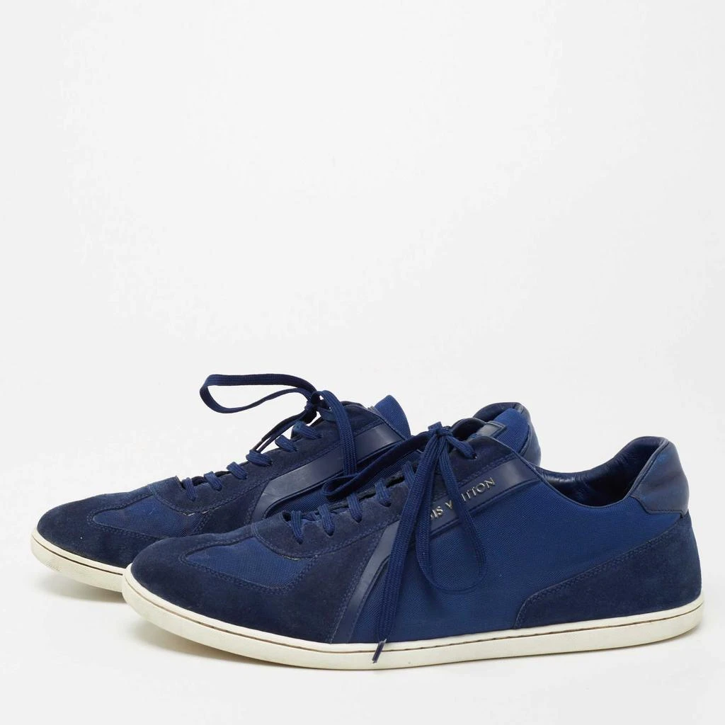 商品[二手商品] Louis Vuitton|Louis Vuitton Blue Suede And Canvas Trainers Low Top Sneakers Size 44,价格¥1251,第2张图片详细描述