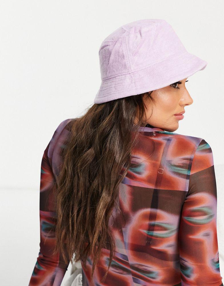 Topshop towelling bucket hat in lilac商品第2张图片规格展示