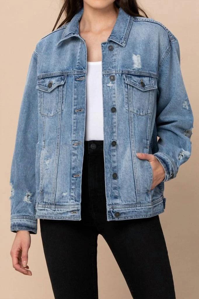 商品HIDDEN|Women's Risa Oversized Denim Jacket In Light Blue,价格¥442,第2张图片详细描述