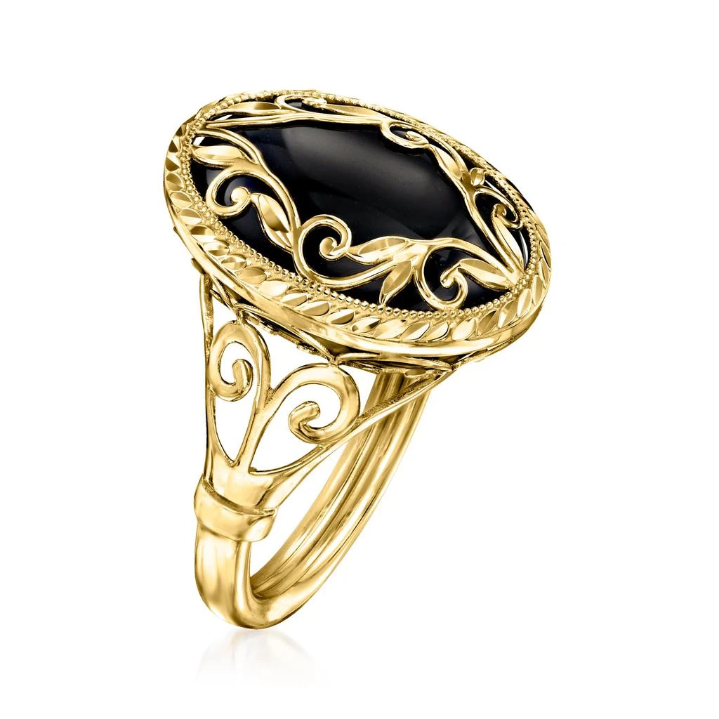 商品Ross-Simons|Black Onyx Scroll Ring in 14kt Yellow Gold,价格¥4736,第3张图片详细描述