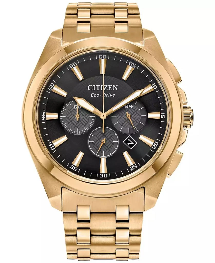 商品Citizen|Eco-Drive Men's Chronograph Classic Gold-Tone Stainless Steel Bracelet Watch 41mm,价格¥2448,第1张图片