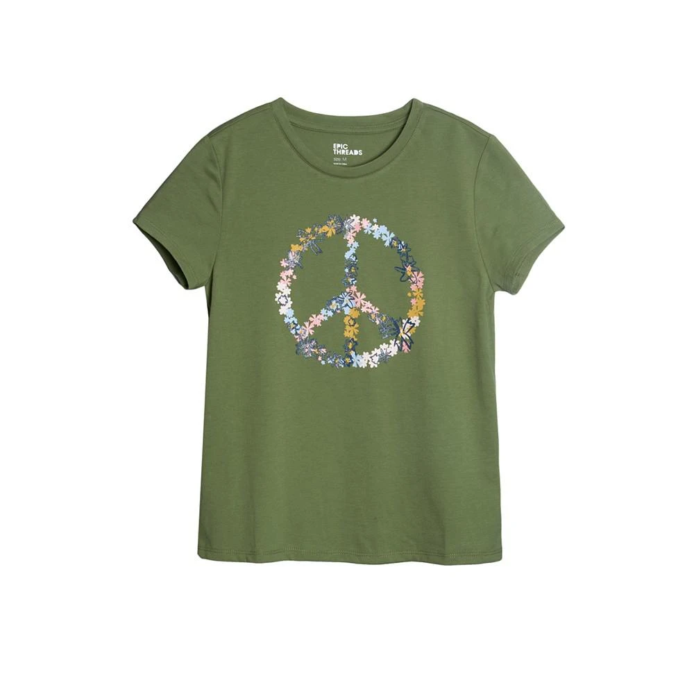 商品Epic Threads|Little Girls Peace Graphic T-shirt, Created For Macy's,价格¥42,第1张图片