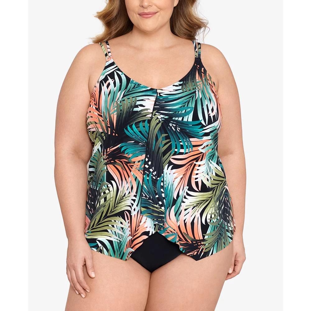 商品Swim Solutions|Plus Size Tummy-Control Handkerchief One-Piece Fauxkini Swimsuit, Created for Macy's,价格¥356,第1张图片