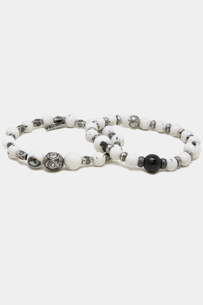 商品Mr. Ettika|Dalmatian Jade Beaded Bracelet Set in Silver Ox,价格¥644,第1张图片