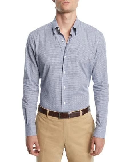 商品Zegna|Men's Tonal-Check Sport Shirt,价格¥1413,第2张图片详细描述