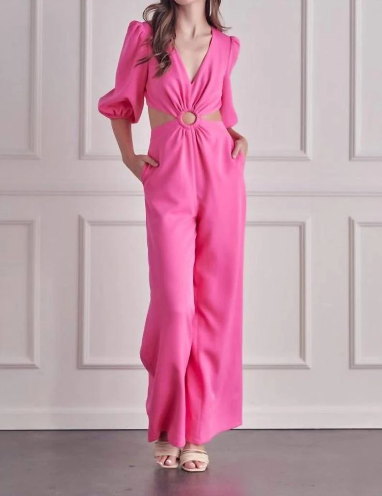 商品DO+BE|Wildest Dreams O'ring Cut Out Jumpsuit In Pink,价格¥318,第1张图片