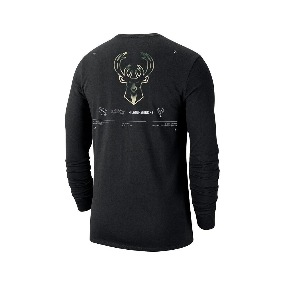 商品NIKE|Men's Black Milwaukee Bucks Essential Air Traffic Control Long Sleeve T-shirt,价格¥247,第3张图片详细描述