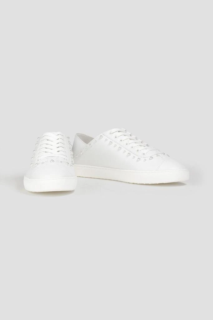 商品Stuart Weitzman|Faux pearl-embellished leather collapsible-heel sneakers,价格¥1440,第2张图片详细描述