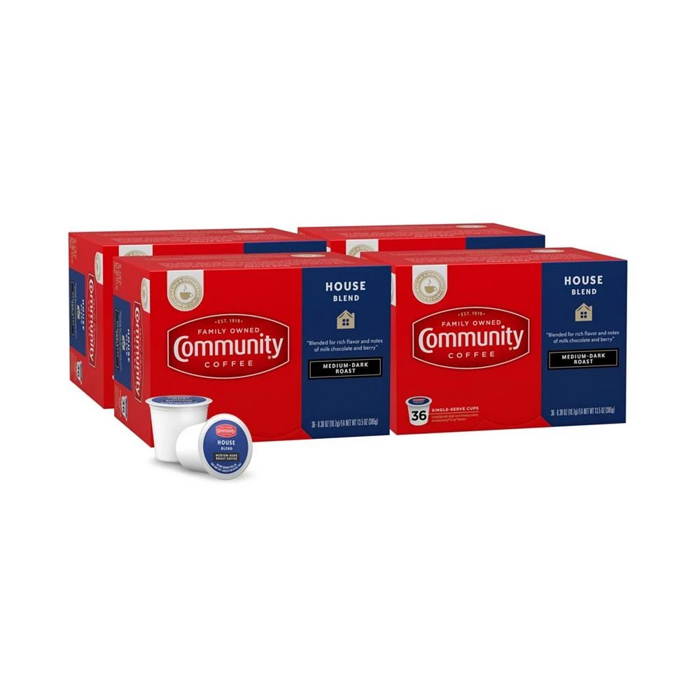 商品Community Coffee|House Blend Medium-Dark Roast Single Serve Pods, Keurig K-Cup Brewer Compatible, 144 Ct,价格¥1000,第1张图片