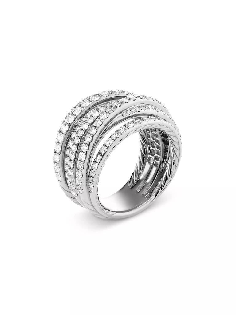 商品David Yurman|Pavé Crossover Ring in 18K White Gold,价格¥67991,第3张图片详细描述