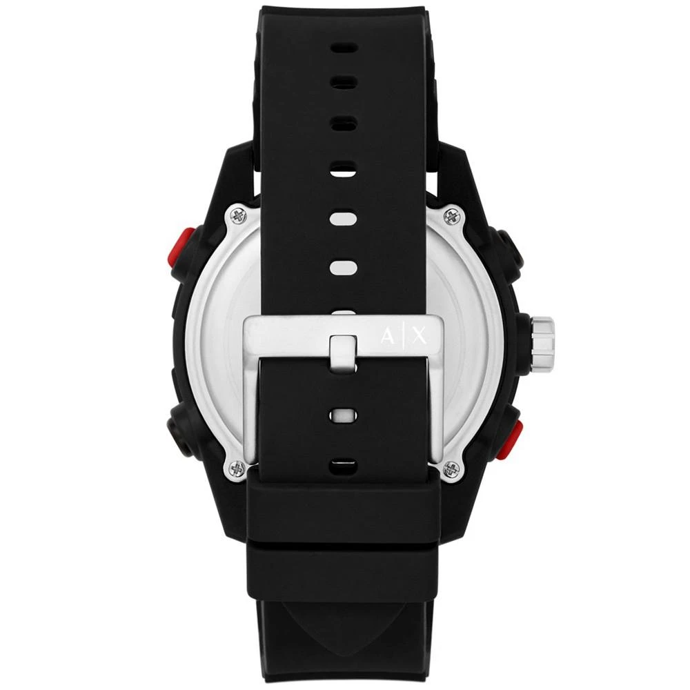 商品Armani Exchange|Men's Analog-Digital Black Silicone Strap Watch,价格¥898,第3张图片详细描述