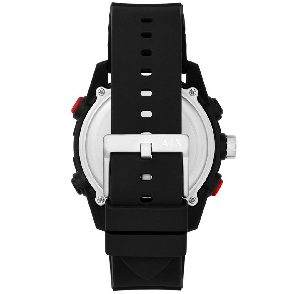 商品Armani Exchange|Men's Analog-Digital Black Silicone Strap Watch,价格¥1101,第5张图片详细描述