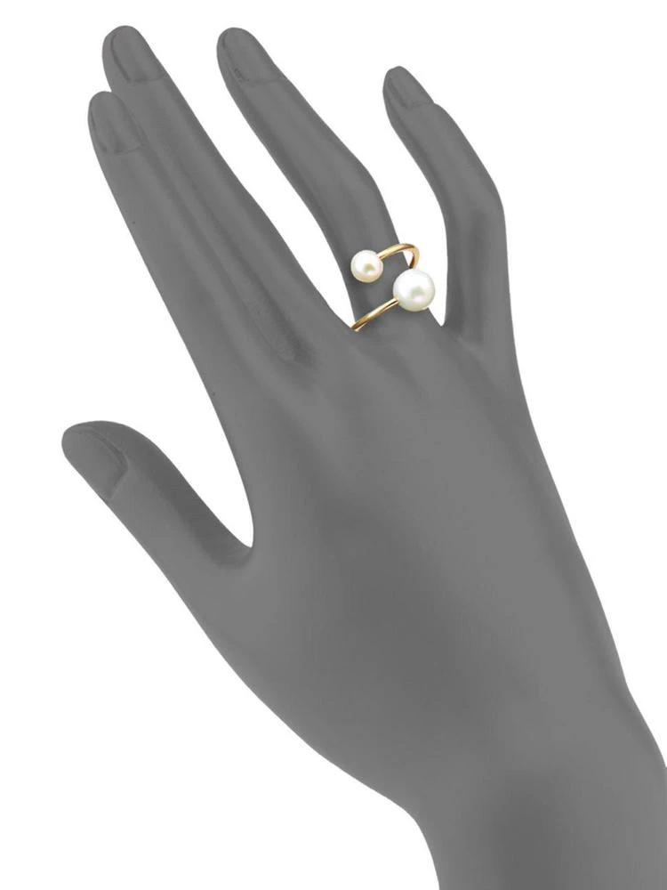 商品Zoe Chicco|6MM-8MM White Pearl & 14K Yellow Gold Bypass Ring,价格¥2138,第2张图片详细描述