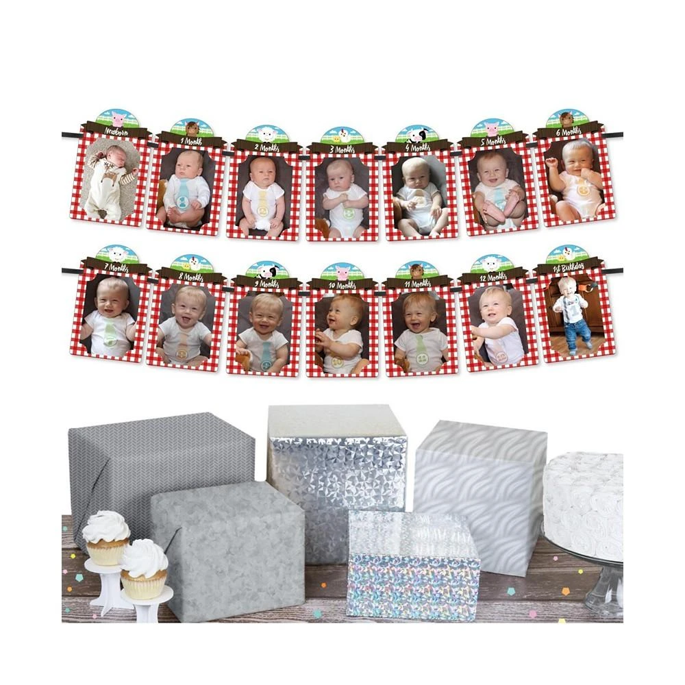 商品Big Dot of Happiness|1st Birthday Farm Animals - DIY Party Decor Monthly Picture Display Photo Banner,价格¥119,第3张图片详细描述