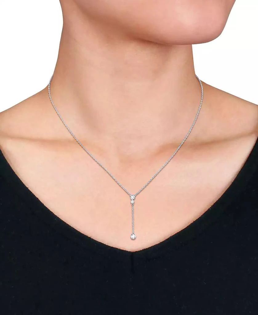 商品Macy's|Moissanite Bezel 17" Lariat Necklace (1/3 ct. t.w.) in Sterling Silver,价格¥786,第4张图片详细描述