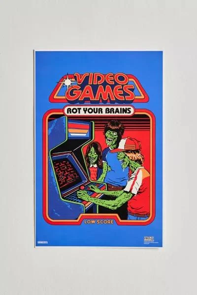 商品Steven Rhodes|Steven Rhodes Video Games Rot Your Brain Poster,价格¥76,第2张图片详细描述