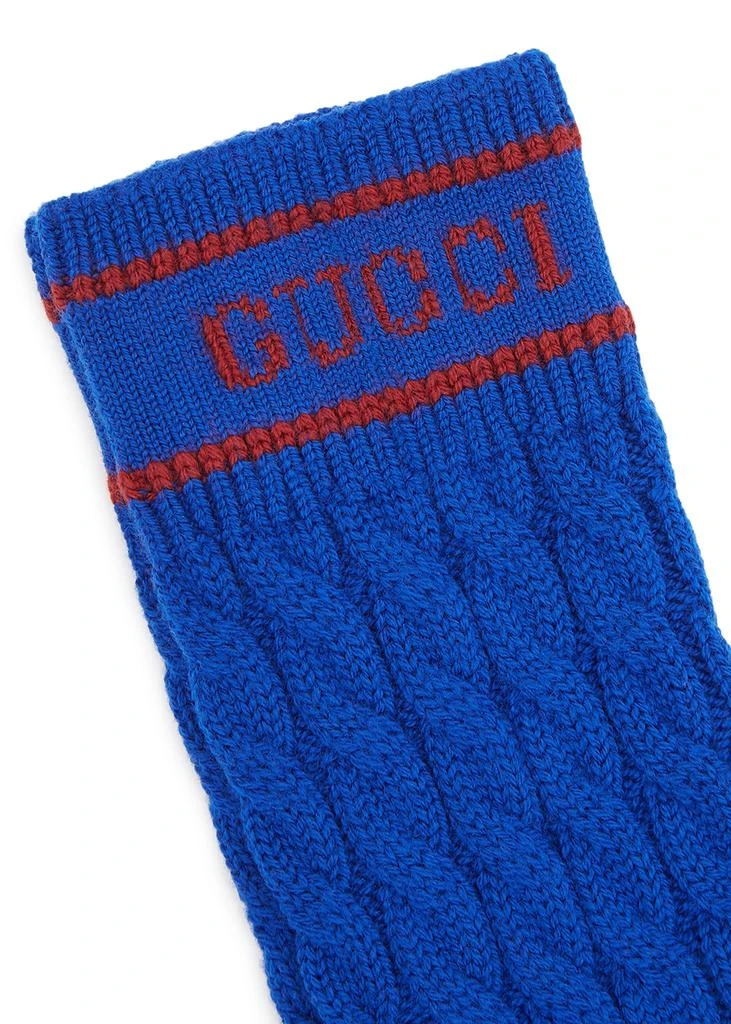 商品Gucci|Blue cable-knit wool socks,价格¥1386,第2张图片详细描述