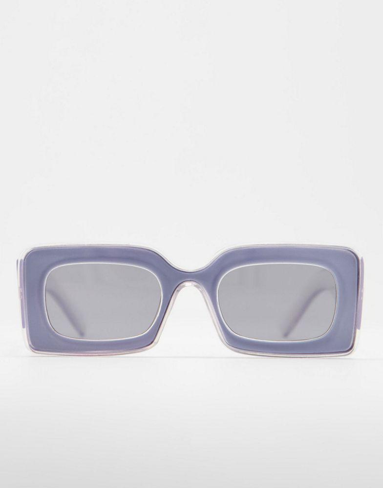 ASOS DESIGN frame bevel tramline detail square sunglasses商品第2张图片规格展示