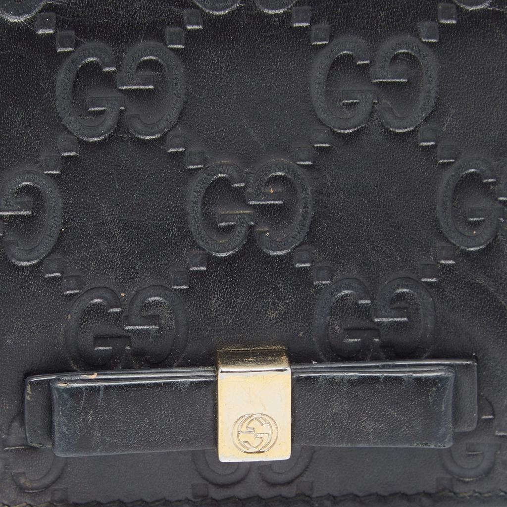 Gucci Black Guccissima Leather Bow Flap Card Case商品第5张图片规格展示