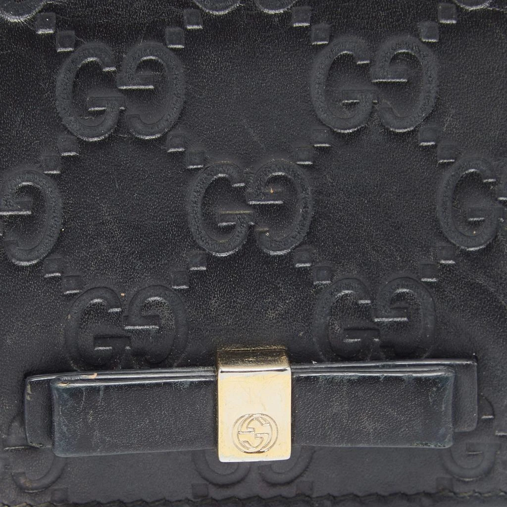 商品[二手商品] Gucci|Gucci Black Guccissima Leather Bow Flap Card Case,价格¥1264,第5张图片详细描述