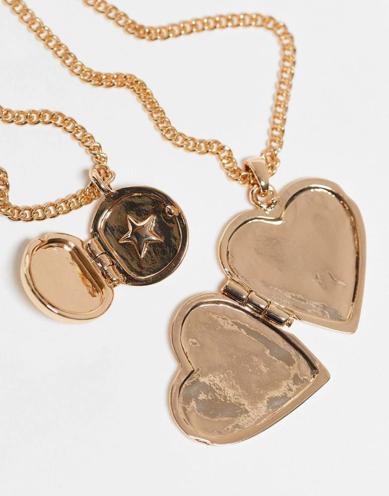 商品Reclaimed Vintage|Reclaimed Vintage multirow locket necklaces in gold,价格¥144,第2张图片详细描述