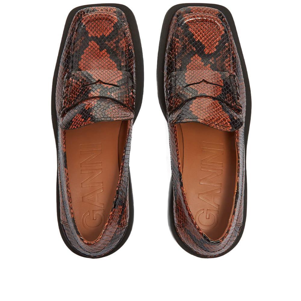 商品Ganni|GANNI Snake Print Sqaure Toe Flat Shoes,价格¥999,第7张图片详细描述
