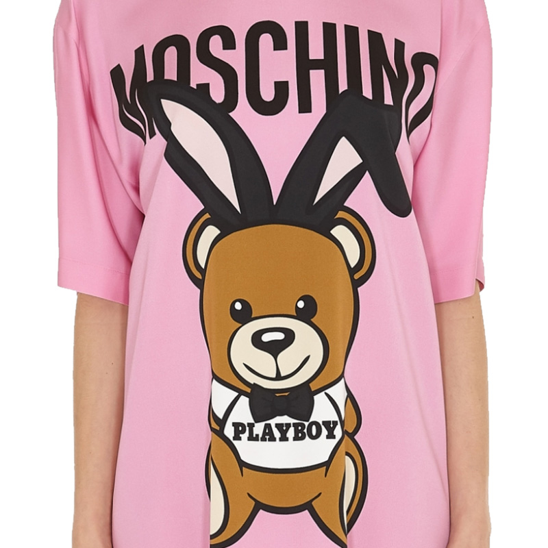 Moschino 莫斯奇诺 女士粉色小熊图案T恤式连衣裙  EV0429-565-1208商品第2张图片规格展示