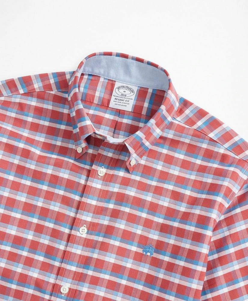 商品Brooks Brothers|Stretch Regent Regular-Fit Short-Sleeve Sport Shirt, Non-Iron Checked Oxford,价格¥330,第2张图片详细描述