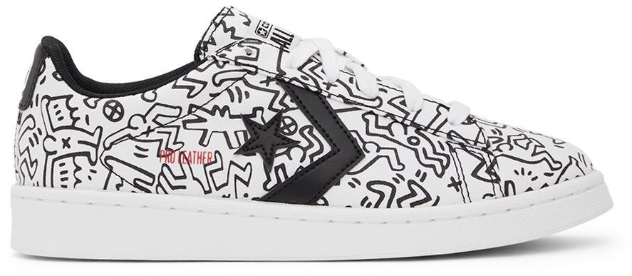 商品Converse|White & Black Keith Haring Edition Leather Pro Ox Sneakers,价格¥632,第1张图片