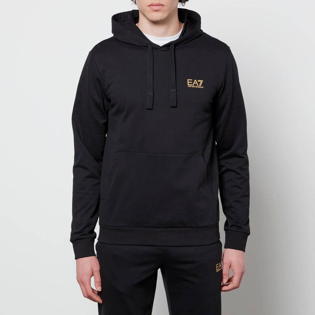 EA7 Men's Core Identity French Terry Hoodie - Black/Gold商品第1张图片规格展示