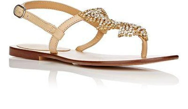 商品Barneys New York|Crystal-Embellished Leather T-Strap Sandals,价格¥903,第2张图片详细描述