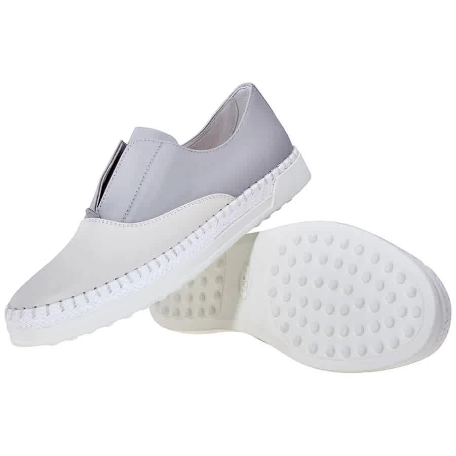 商品Tod's|Ladies Slip on Sneakers with Mettalic Effect in White/Medium Cement,价格¥1023,第2张图片详细描述