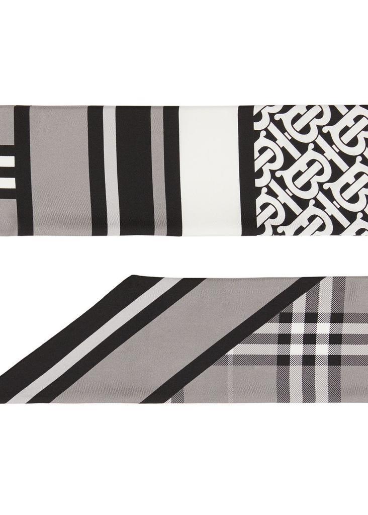 商品Burberry|Montage print silk skinny scarf,价格¥1484,第4张图片详细描述