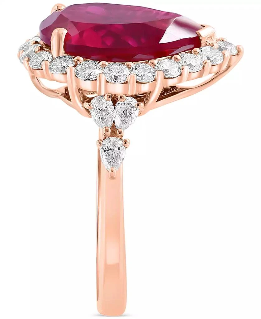 商品Effy|EFFY® Lab Grown Ruby (7-1/8 ct. t.w) & Lab Grown Diamond (1 ct. t.w.) Halo Ring in 14k Rose Gold,价格¥9744,第3张图片详细描述