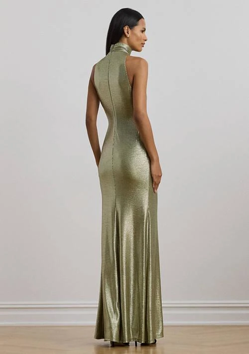 商品Ralph Lauren|Ralph Lauren Women S Metallic Sleeveless Turtleneck Gown,价格¥1321,第2张图片详细描述