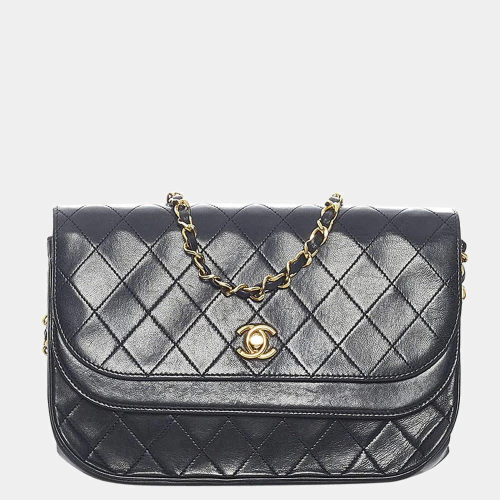 商品[二手商品] Chanel|Chanel Black Quilted Lambskin Leather Vintage Round Double Flap Shoulder Bag,价格¥20946,第1张图片