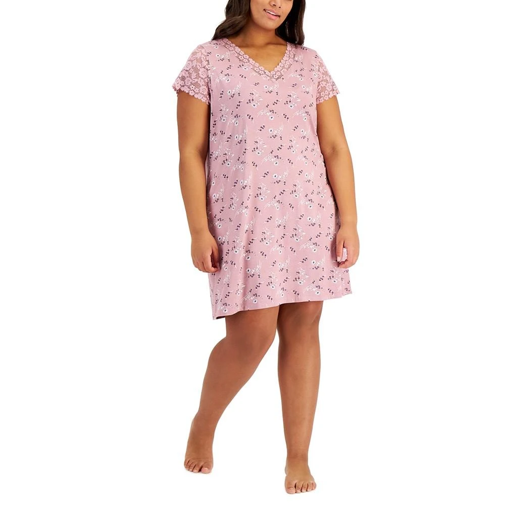 商品Charter Club|Plus Size Lace-Trim Floral Chemise, Created for Macy's,价格¥166,第1张图片
