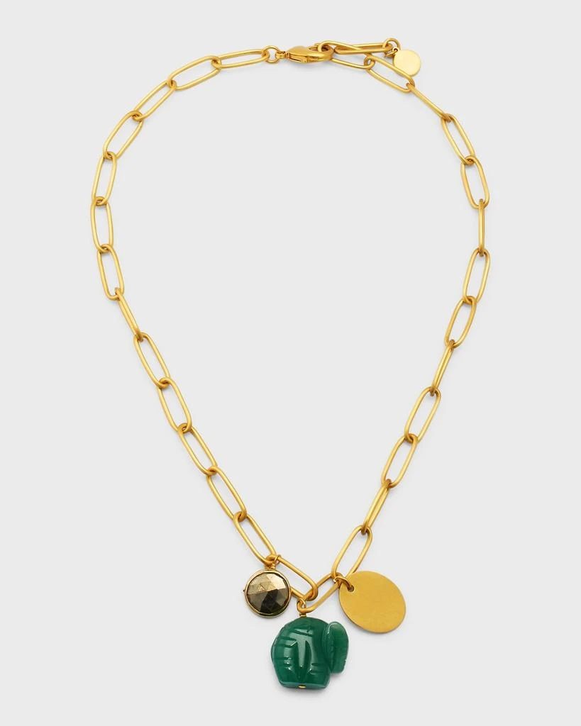商品NEST Jewelry|Carved Jade Elephant Charm Necklace,价格¥1185,第1张图片
