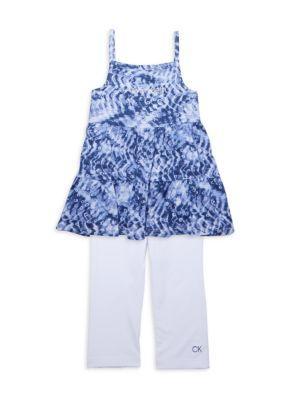 商品Calvin Klein|Little Girl's 2-Piece Tie-Dye Tunic & Leggings Set,价格¥140,第1张图片
