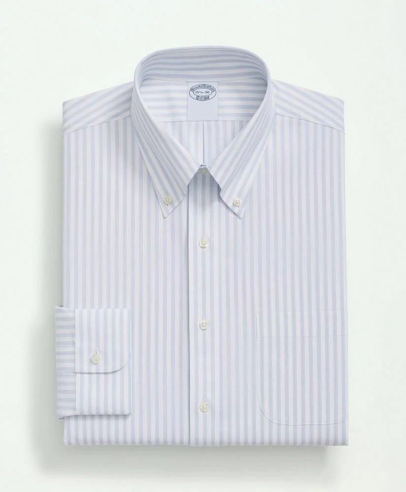 商品Brooks Brothers|Stretch Supima® Cotton Non-Iron Poplin Polo Button Down Collar Track Striped Dress Shirt,价格¥873,第4张图片详细描述