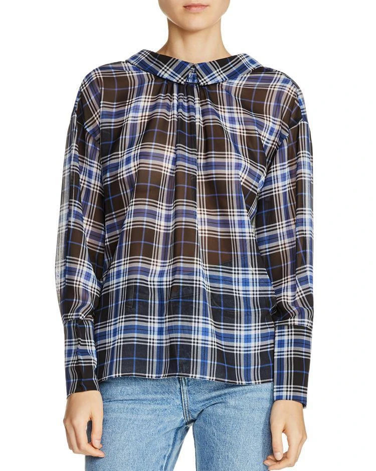 商品Maje|Lancha Ruched Plaid Top,价格¥778,第1张图片