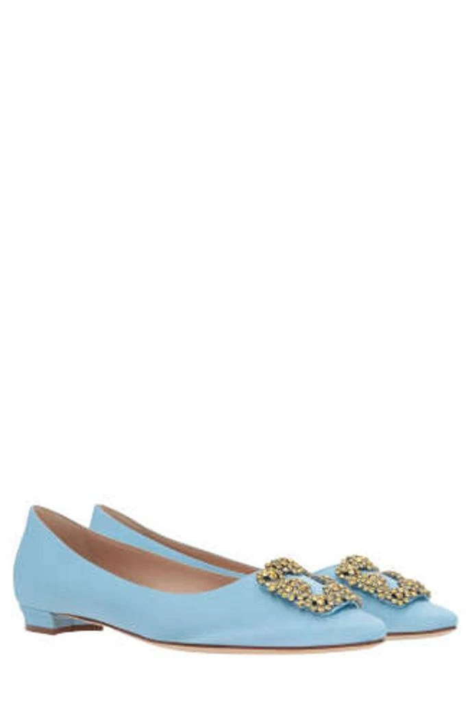 商品Manolo Blahnik|Manolo Blahnik Hangisi Buckle Embellished Flat Shoes,价格¥5064,第2张图片详细描述