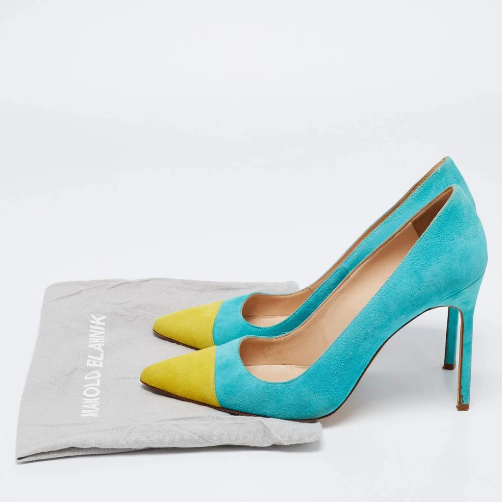 Manolo Blahnik Blue/Green Suede  Bipunta Pointed Toe Pumps Size 38 商品