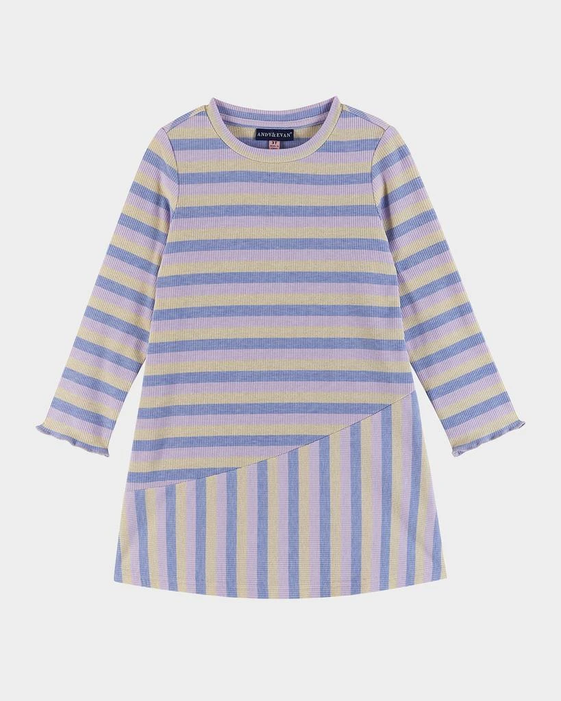 商品Andy & Evan|Girl's Knit Striped Asymmetrical Dress, Size 2T-6X,价格¥440,第1张图片