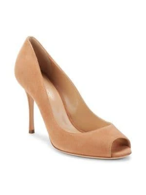 商品Sergio Rossi|Suede Peep Toe Pumps,价格¥1227,第2张图片详细描述